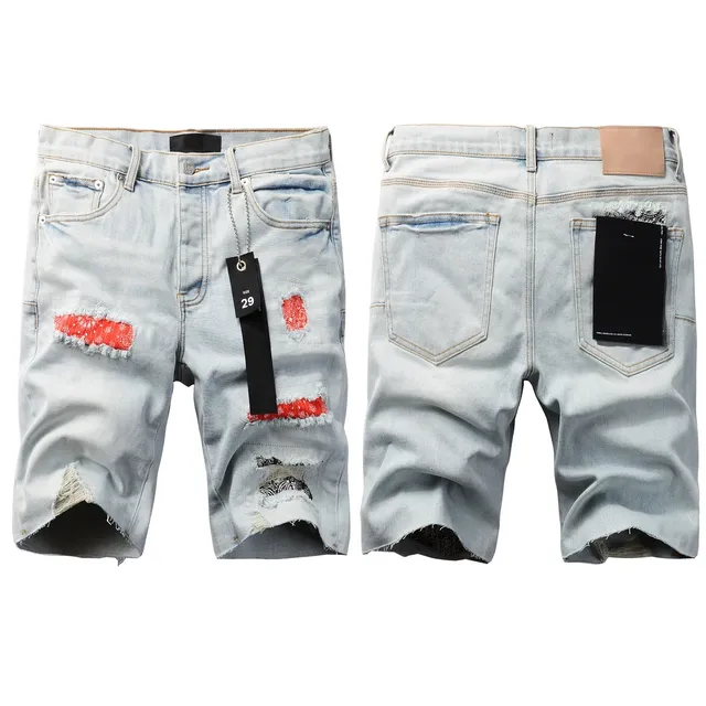 Purple Brand Distressed Patchwork Bandana Shorts 13