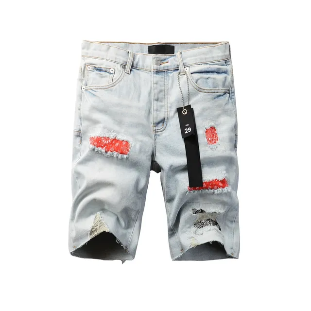 Purple Brand Distressed Patchwork Bandana Shorts 17