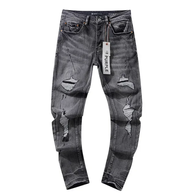 Purple Brand Distressed Slim-Fit Washed Gray Jeans 2