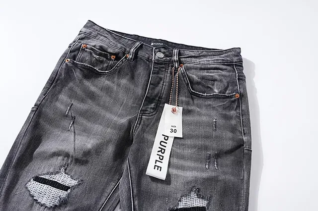Purple Brand Distressed Slim-Fit Washed Gray Jeans 4