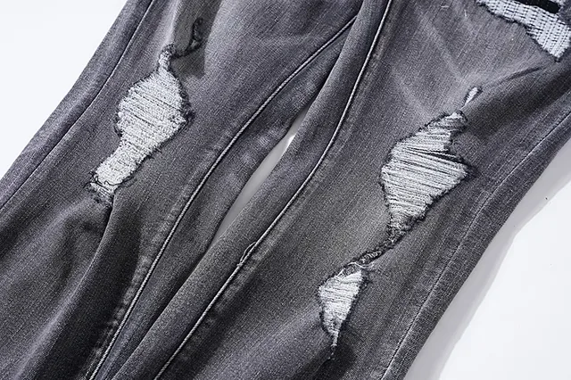 Purple Brand Distressed Slim-Fit Washed Gray Jeans 10