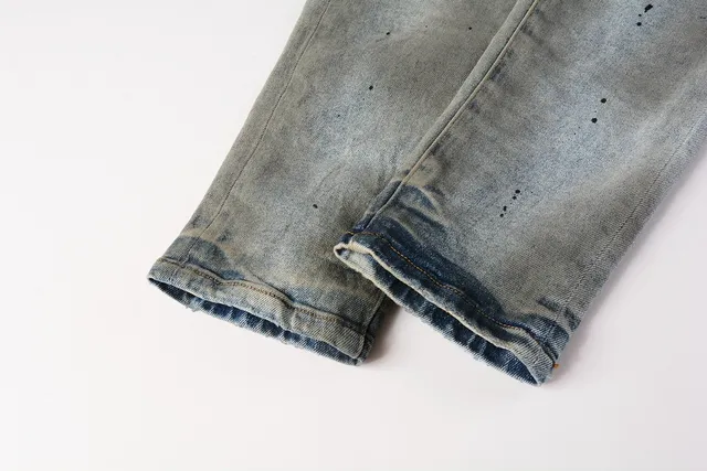 Purple Brand Distressed Splatter-Dyed Faded Wash Jeans 3