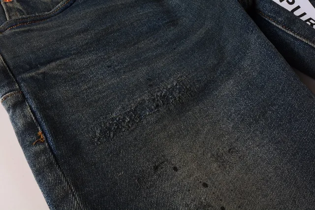 Purple Brand Distressed Splatter-Dyed Faded Wash Jeans 8