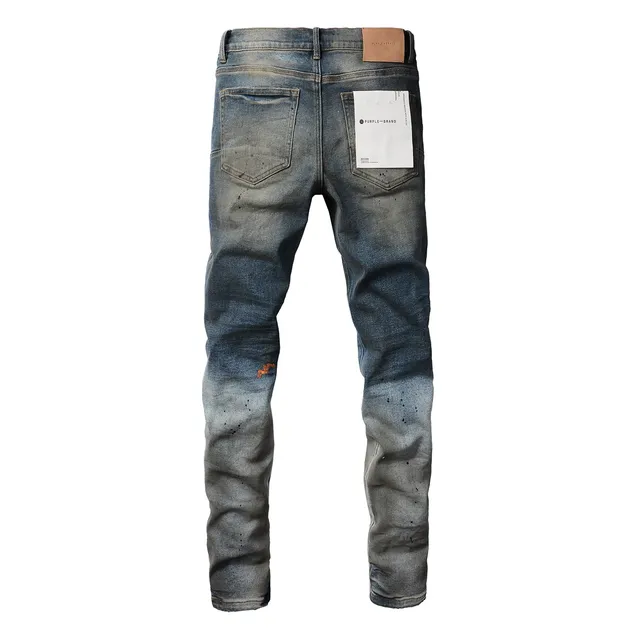 Purple Brand Distressed Splatter-Dyed Faded Wash Jeans 15