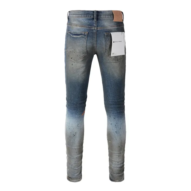 Purple Brand Distressed Splatter-Dyed Faded Wash Jeans 17