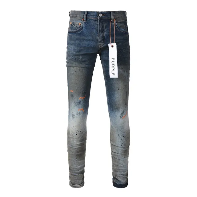 Purple Brand Distressed Splatter-Dyed Faded Wash Jeans 18