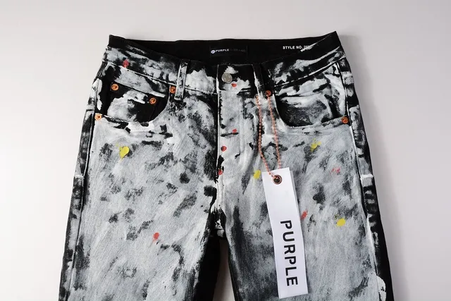 Purple Brand Paint-Splatter Distressed Slim-Fit Jeans 14