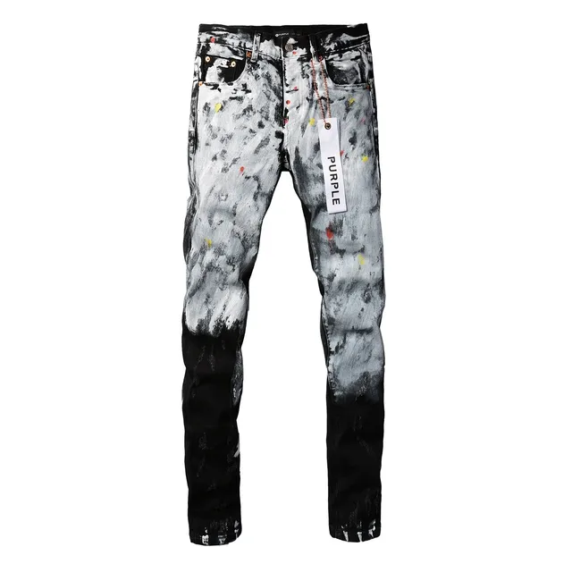 Purple Brand Paint-Splatter Distressed Slim-Fit Jeans 16