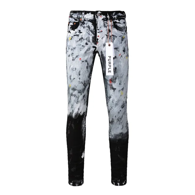 Purple Brand Paint-Splatter Distressed Slim-Fit Jeans 18