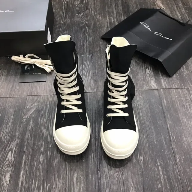 Rick Owens DRKSHDW High-Top Sneaker Black and White Lifestyle Sneakers 4