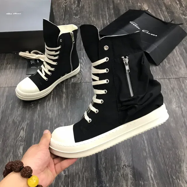 Rick Owens DRKSHDW High-Top Sneaker Black and White Lifestyle Sneakers 5