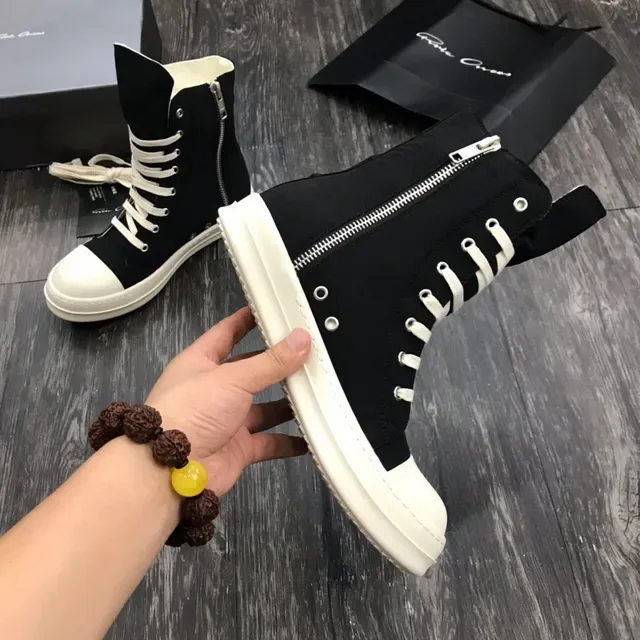 Rick Owens DRKSHDW High-Top Sneaker Black and White Lifestyle Sneakers 7