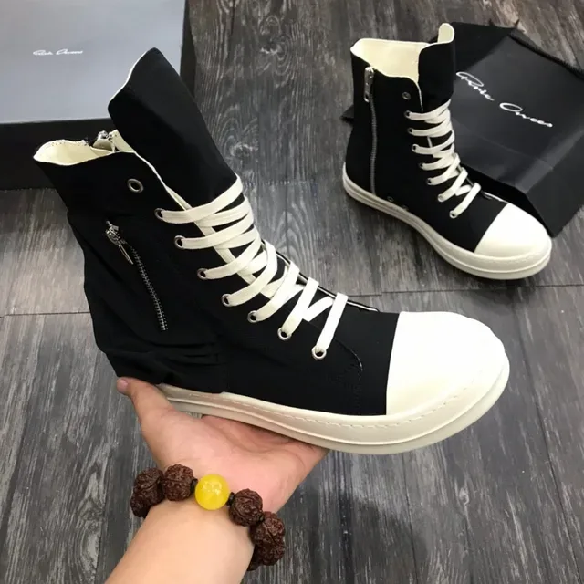 Rick Owens DRKSHDW High-Top Sneaker Black and White Lifestyle Sneakers 8