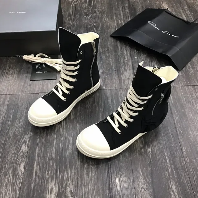 Rick Owens DRKSHDW High-Top Sneaker Black and White Lifestyle Sneakers 9