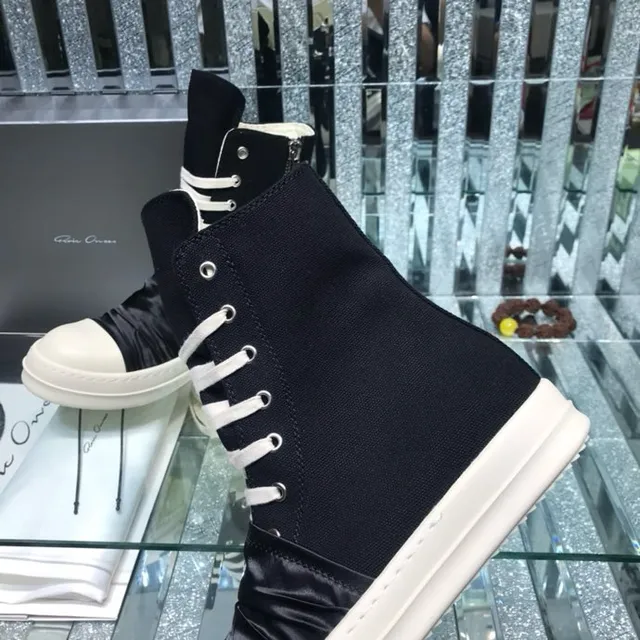 Rick Owens Geobasket Black and White Ruched Ankle Boots 2