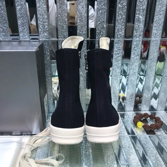 Rick Owens Geobasket Black and White Ruched Ankle Boots 3