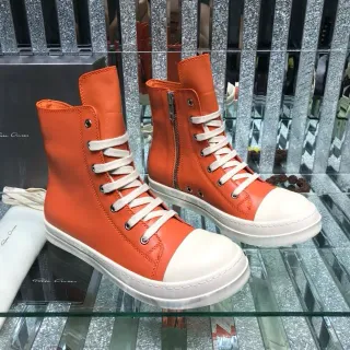 Rick Owens Geobasket Orange and White Ankle Boots