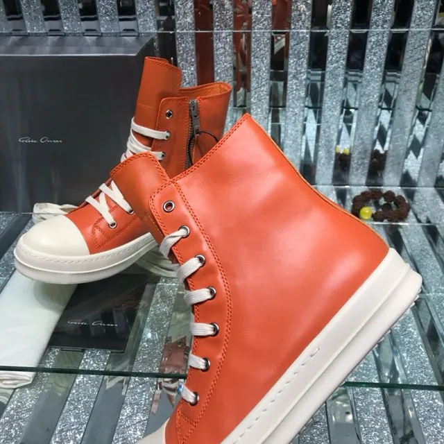Rick Owens Geobasket Bottines à la cheville orange et blanc 2