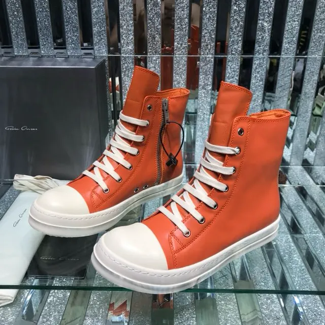Rick Owens Geobasket Bottines à la cheville orange et blanc 3
