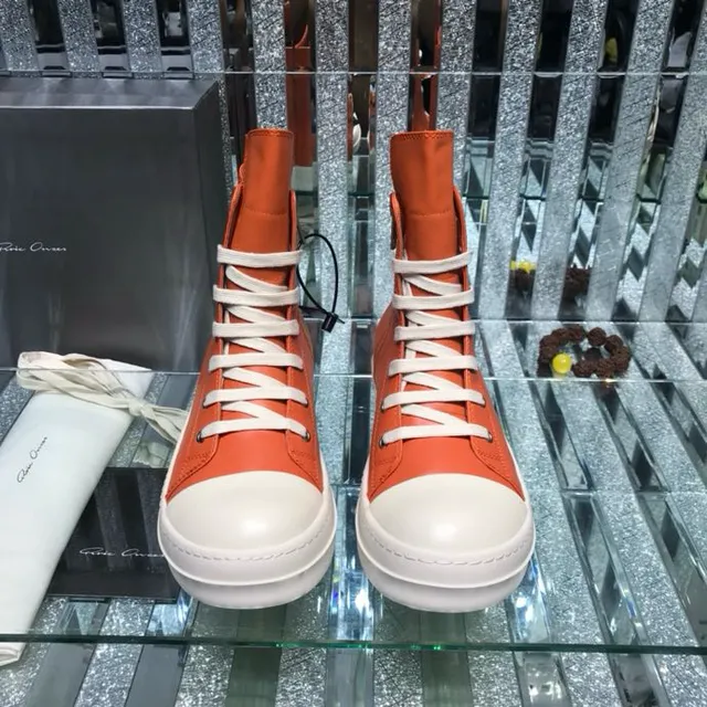 Rick Owens Geobasket Bottines à la cheville orange et blanc 4