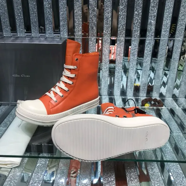 Rick Owens Geobasket Bottines à la cheville orange et blanc 6