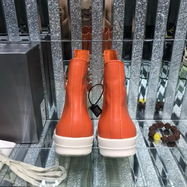 Rick Owens Geobasket Bottines à la cheville orange et blanc 7
