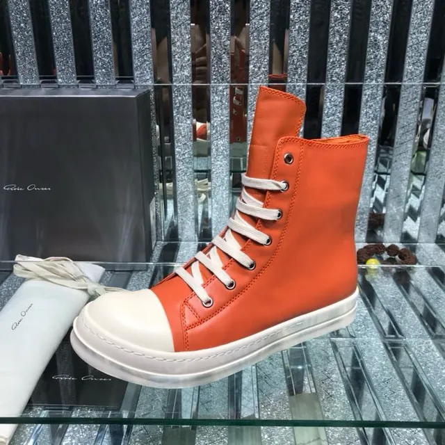 Rick Owens Geobasket Bottines à la cheville orange et blanc 8