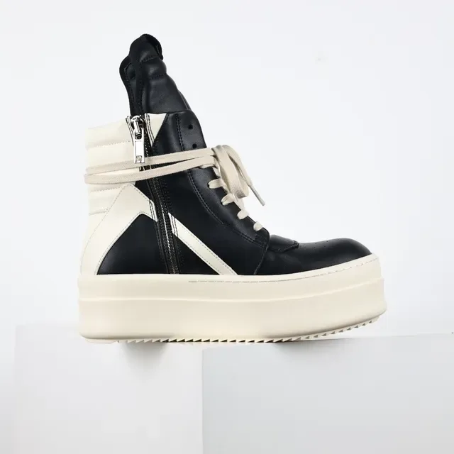 Rick Owens Ramones Black and Cream sneakers plateforme chunky 7