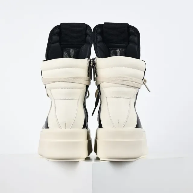 Rick Owens Ramones Black and Cream sneakers plateforme chunky 8