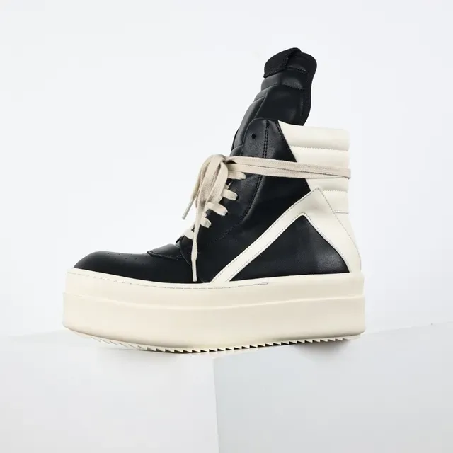 Rick Owens Ramones Black and Cream sneakers plateforme chunky 9