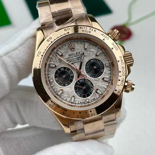 Rolex Cosmograph Daytona Rose Gold Textured Silver Dial Mechanical Watch