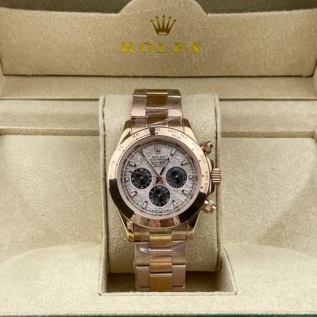 Rolex Cosmograph Daytona Rose Gold Textured Silver Dial Mechanical Watch 3