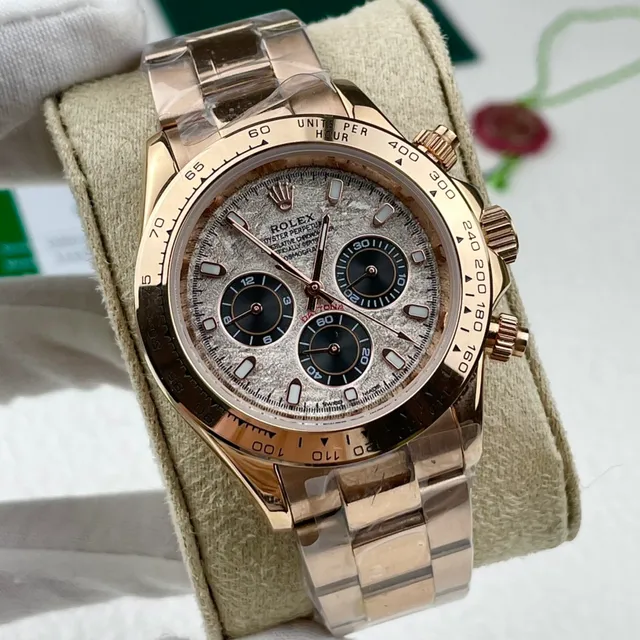 Rolex Cosmograph Daytona Rose Gold Textured Silver Dial Mechanical Watch 4