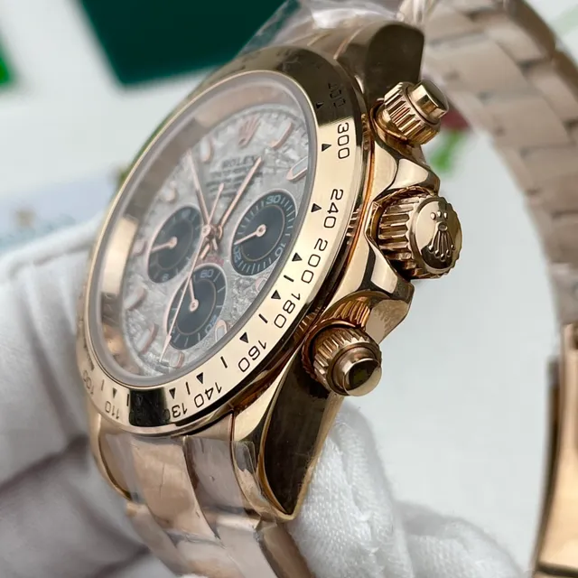 Rolex Cosmograph Daytona Rose Gold Textured Silver Dial Mechanical Watch 7