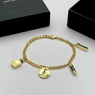 Saint Laurent Beauty Charm سوار سلسلة كيرب ذهبي أسود