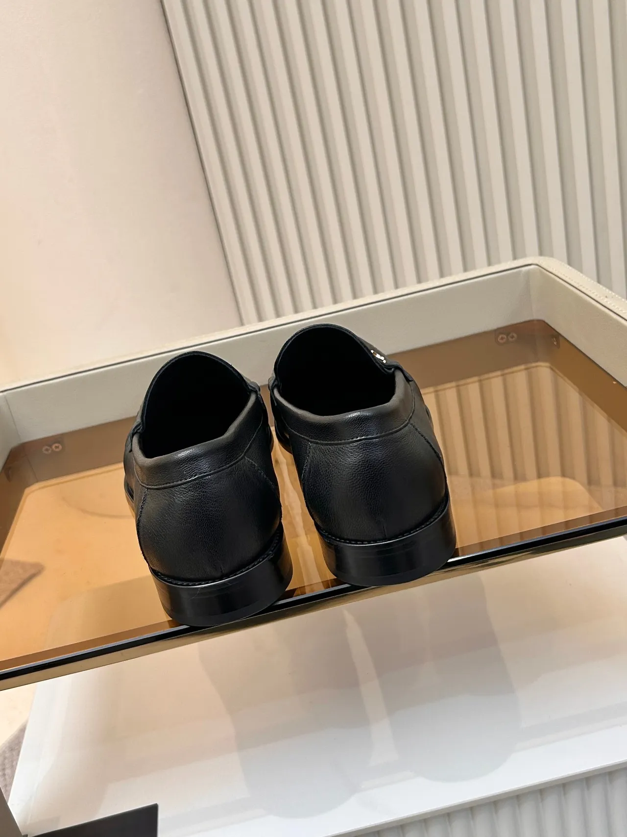 Saint Laurent Black Pebbled Leather Moc-Toe Stitching Loafer 3