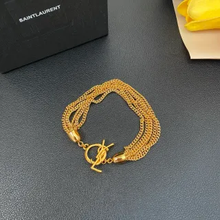 سوار Saint Laurent سلسلة كيرب ذهبية متعددة الخيوط مصقولة من معدن