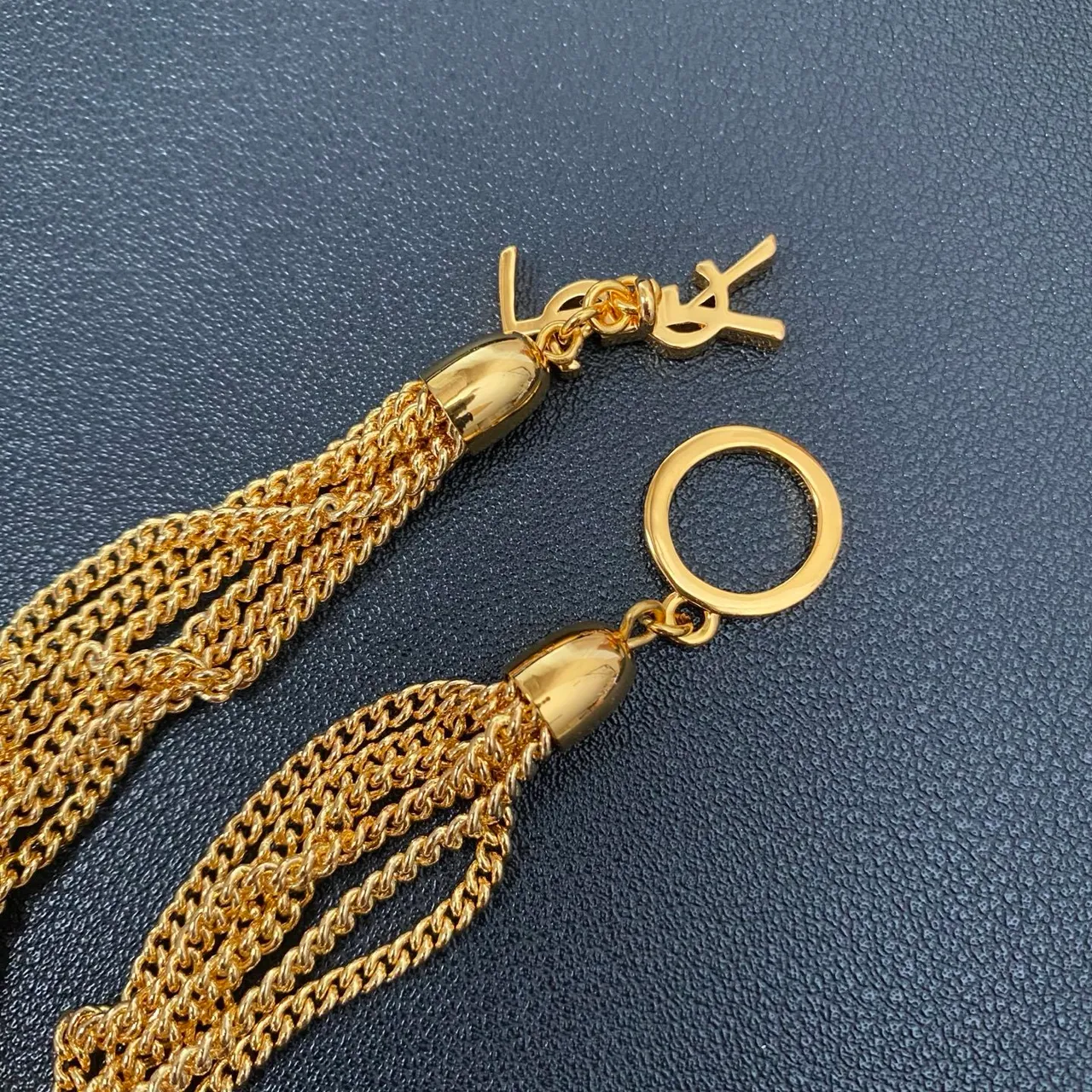 Saint Laurent Bracelet chaîne Curb multi-fils métal poli doré 5