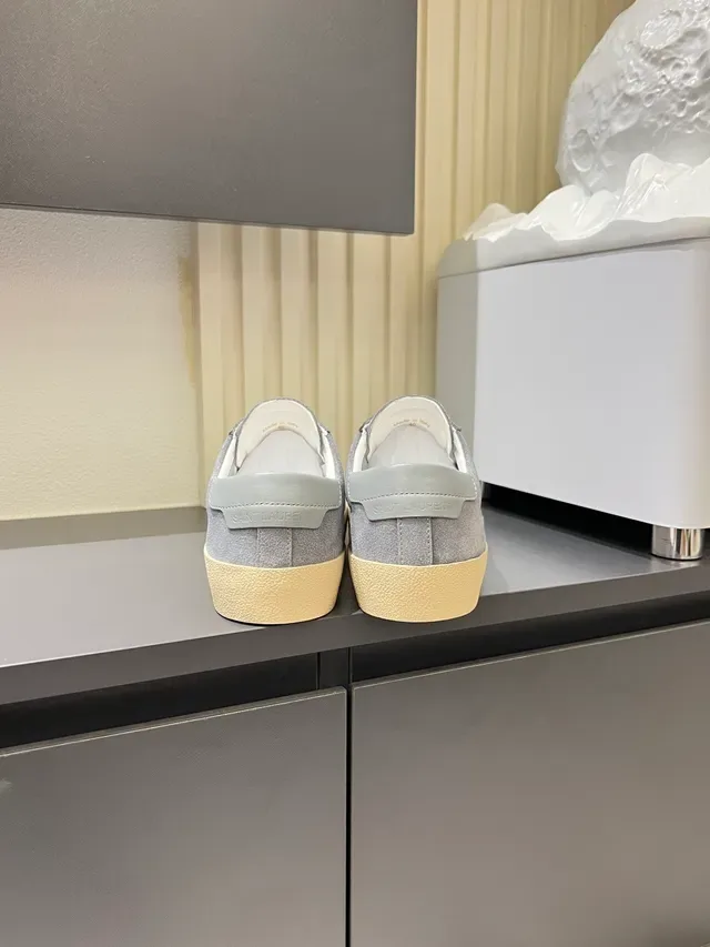 Saint Laurent Gray Beige Suede Upper Embroidered Logo Lifestyle Sneakers 2