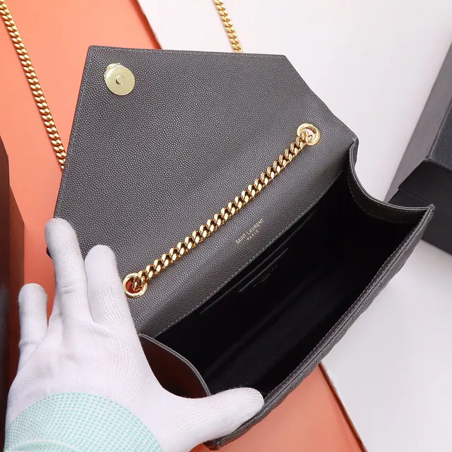 Saint Laurent Kate Gray Quilted Leather Envelope Flap Chain Bag 2