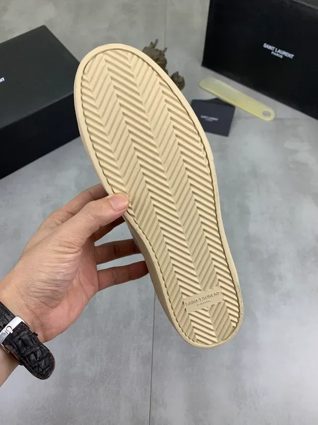 Saint Laurent Lifestyle Sneaker Gray Beige Suede Upper Embroidered Logo Lifestyle Sneakers 2