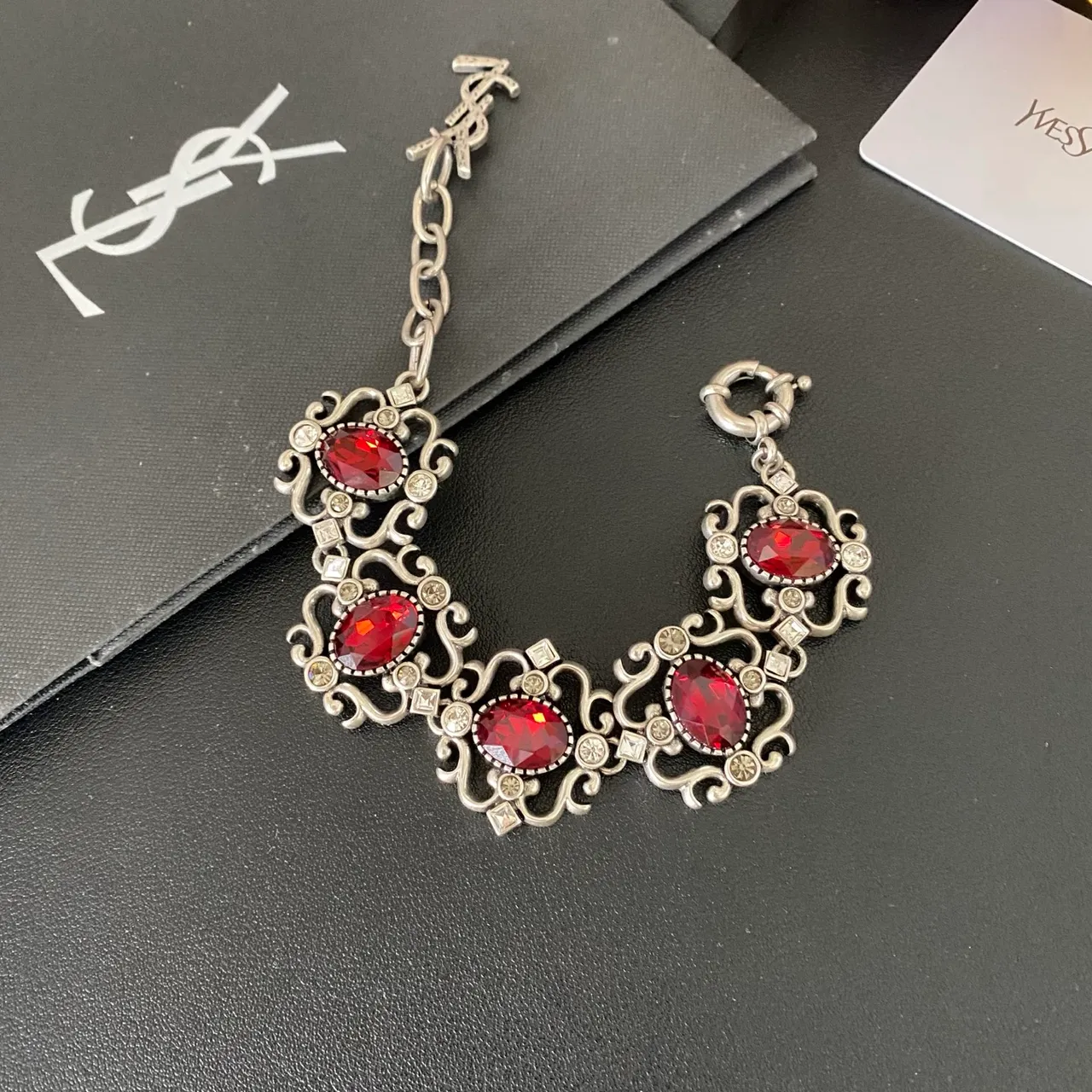 Saint Laurent Pulseira Filigrana Ornamentada Cabochon 4
