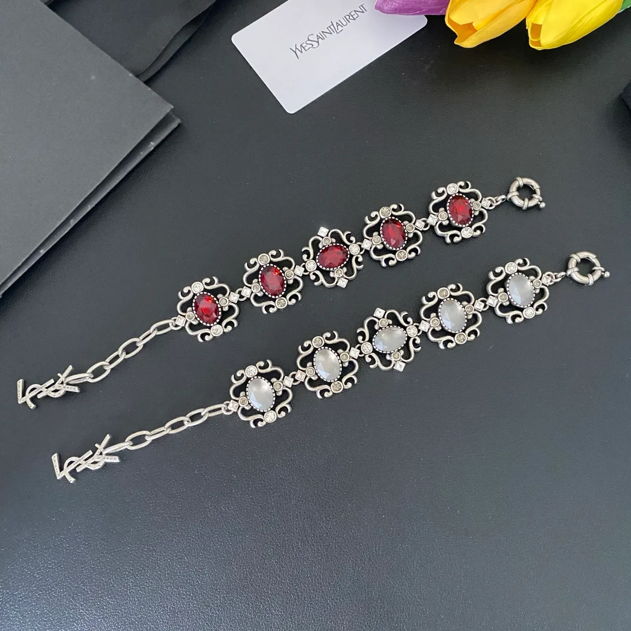 Saint Laurent Pulseira Filigrana Ornamentada Cabochon 9
