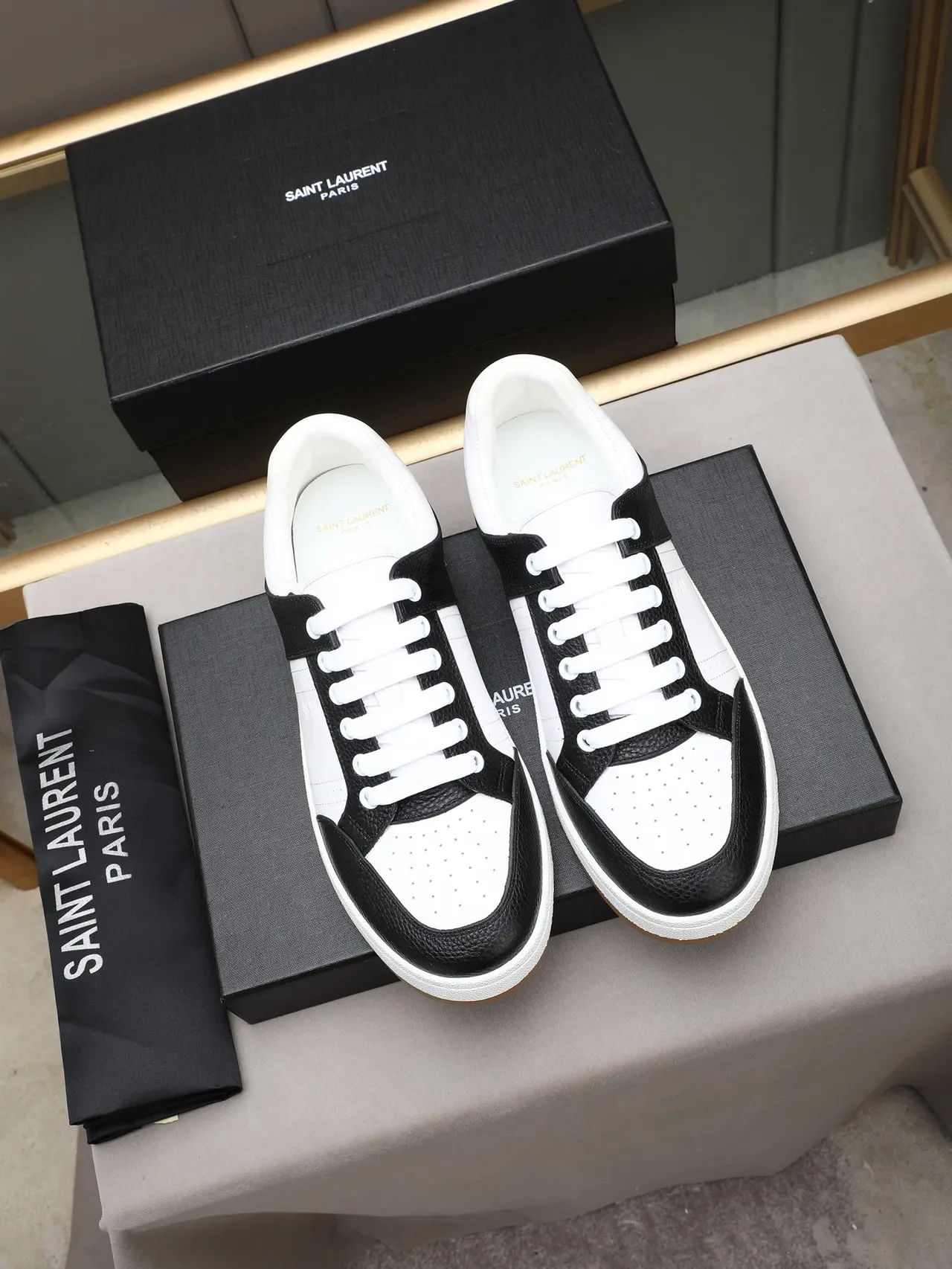 Saint Laurent Two-Tone Leather Cupsole Sneaker 2