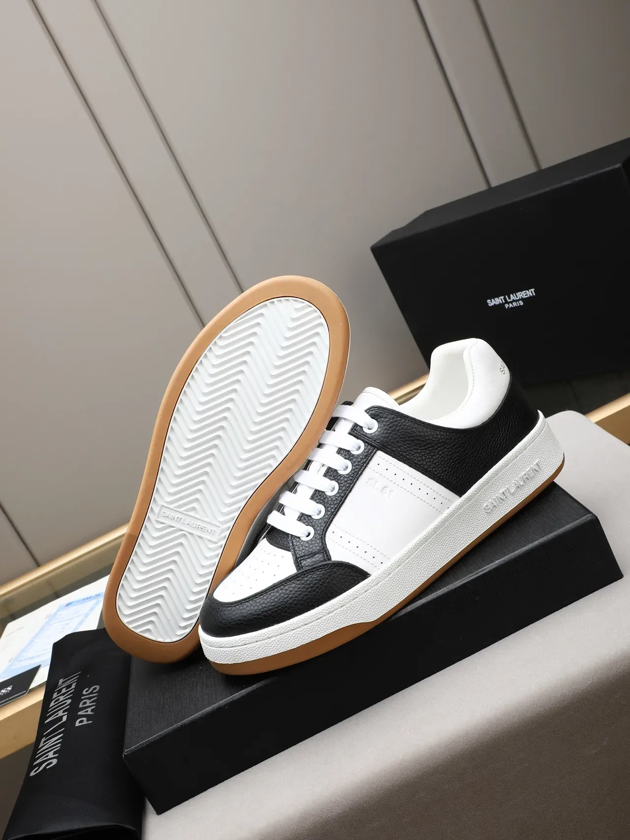 Saint Laurent Two-Tone Leather Cupsole Sneaker 4