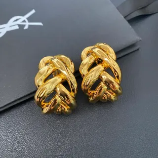 Saint Laurent Woven Chain-Link Gold-Tone Earrings