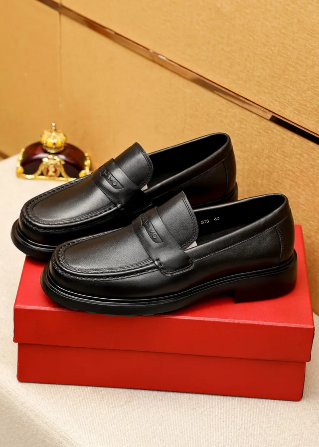 Salvatore Ferragamo Mocassins en cuir noir Penny Strap 3