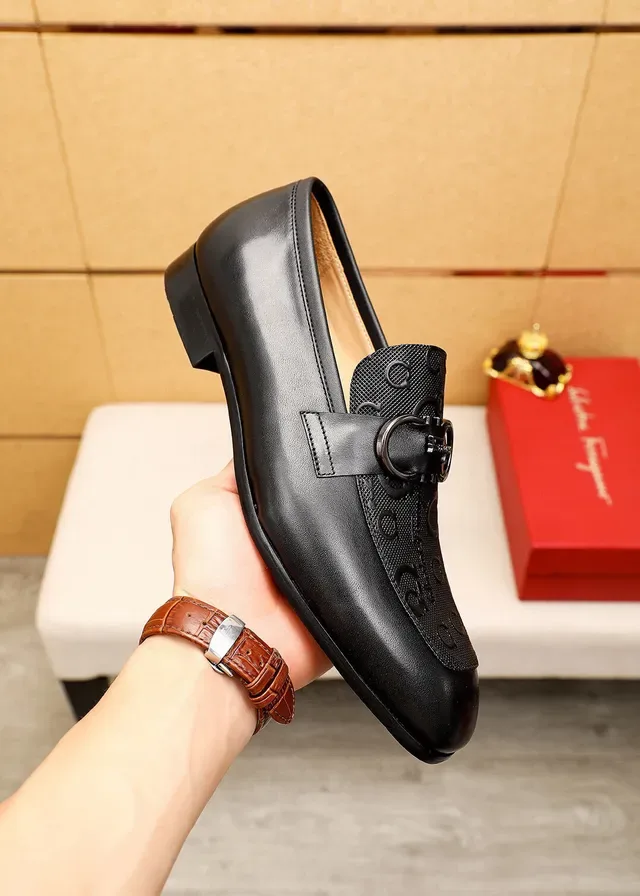 Salvatore Ferragamo Gancini Black Leather Horsebit Loafers 6