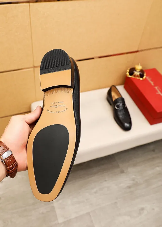 Salvatore Ferragamo Gancini Black Leather Horsebit Loafers 9