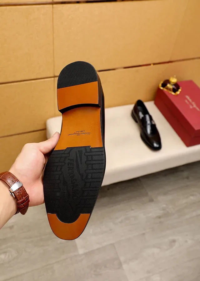 Salvatore Ferragamo Gancini Loafer Black Glossy Leather Loafers 2